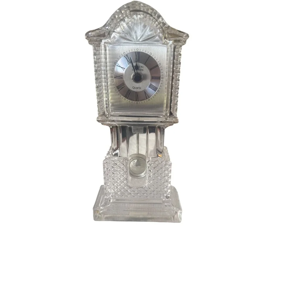 Crystal Legends Godinger Lead Crystal Grandfather Table Clock missing back cover